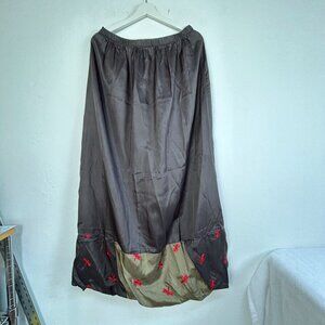 Vintage Staley Gretzinger Gray Embroidered Maxi Skirt Large Art-To-Wear Boho